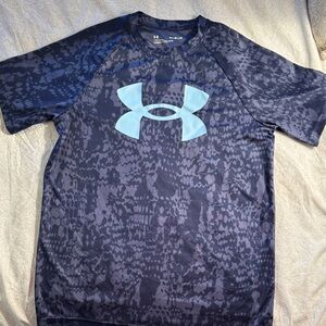 Under Armour Boys Navy Patterned Logo Tee - YL